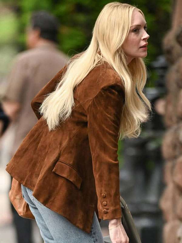 Count Me Lies Lindsay Lohan Brown Leather Blazer