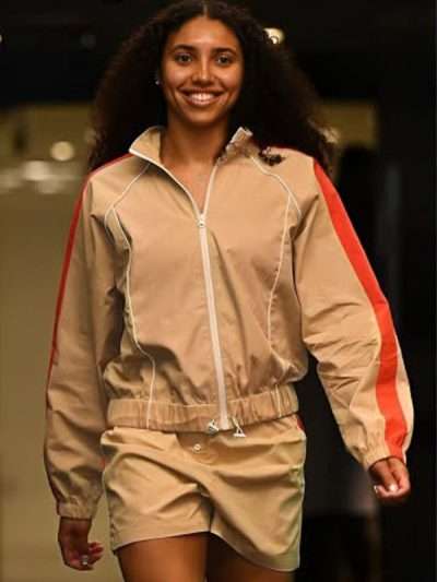 Dallas Wings 2026 Azzi Fudd Beige Track Bomber Jacket