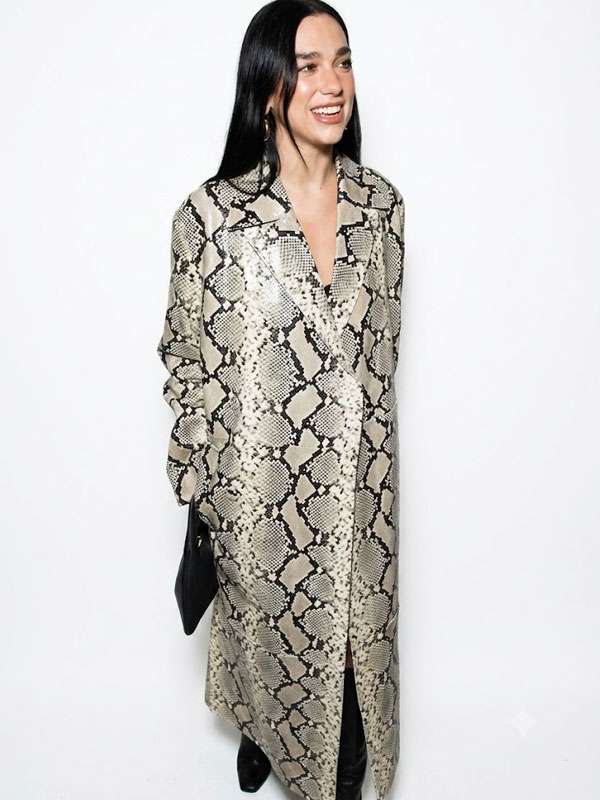 Dua Lipa Snakeskin Trench Coat