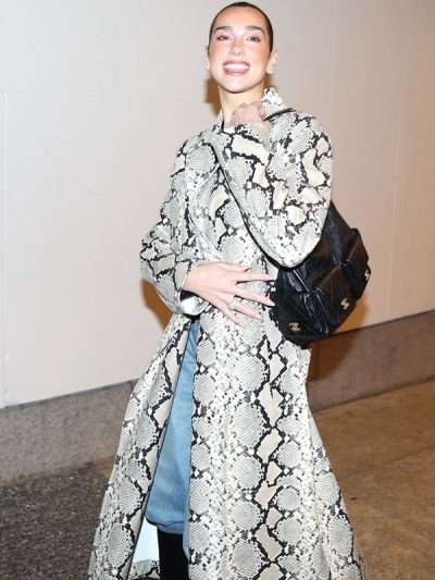 Dua Lipa NYC Snakeskin Coat