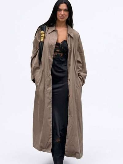 Dua Lipa 2025 Brown Trench Coat
