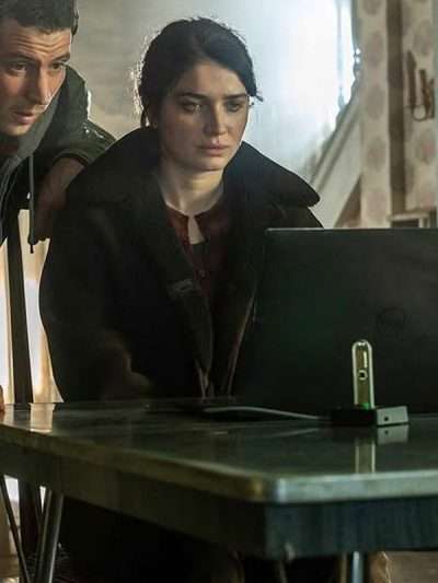 Eve Hewson Disclosure Day Black Shearling Leather Jacket