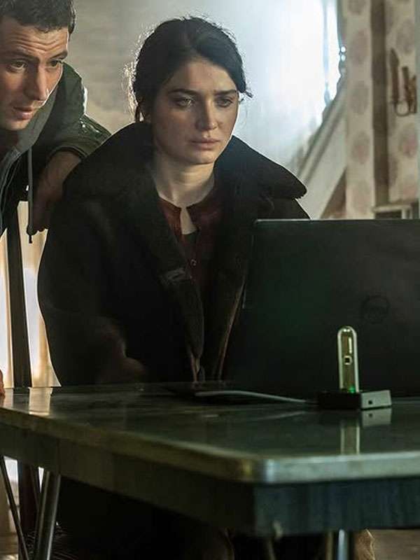 Eve Hewson Disclosure Day Black Shearling Leather Jacket