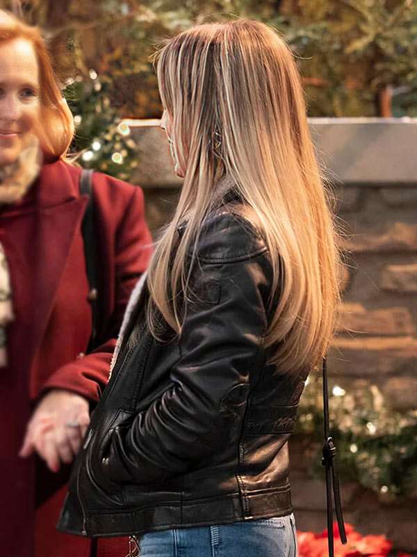 General Hospital Alexa Havins Black Shearling Leather Jacket