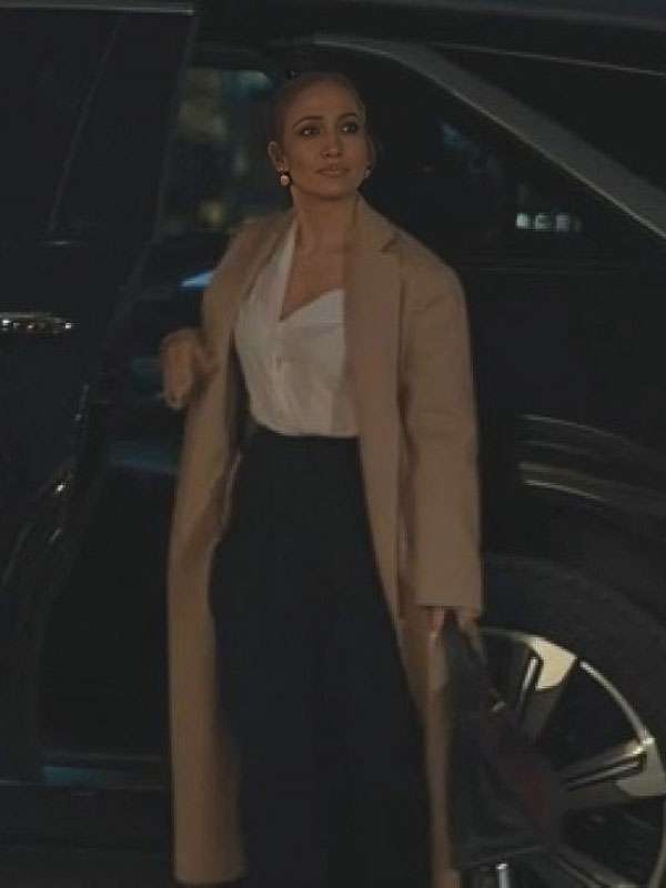 Jennifer Lopez Office Romance 2026 Beige Wool Coat