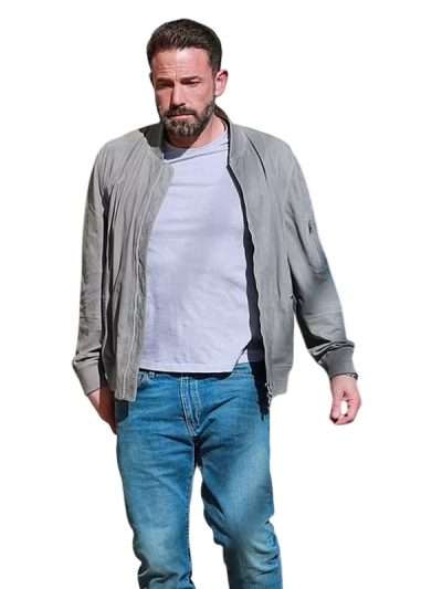 Ben Affleck Grey Suede Bomber Jacket
