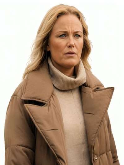 Let's Love Malin Akerman Brown Puffer Coat