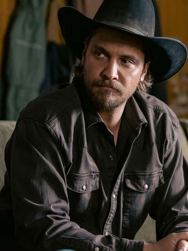 Marshals Luke Grimes Western Grey Cotton Shirt