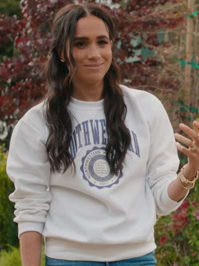 Meghan Markle With Love Meghan Northwestern Uni Sweatshirt