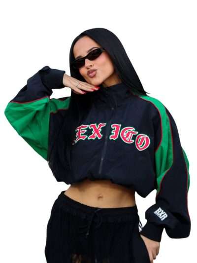 Mexico vs Australia Becky G Black and Green Cropped Jacket