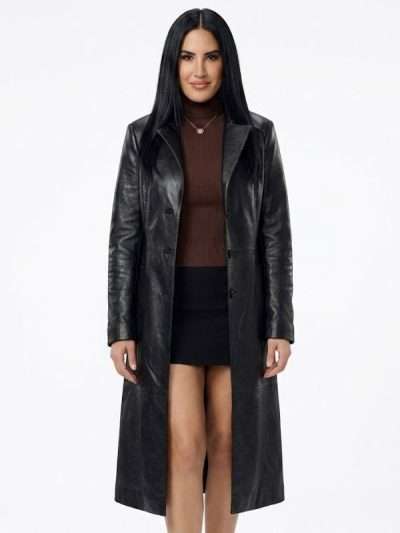 Michelle Saniei 2026 Black Leather Coat