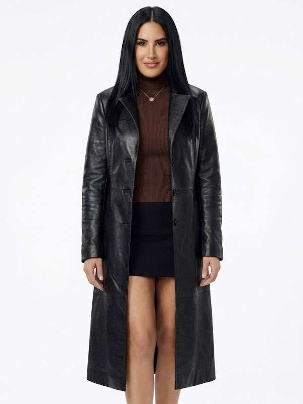 Michelle Saniei 2026 Black Leather Coat