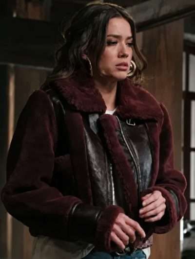 Morgan Lindholm Marshals 2026 Burgundy Shearling Jacket