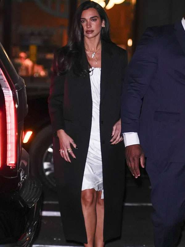 NYC 2026 Dua Lipa Black Trench Coat