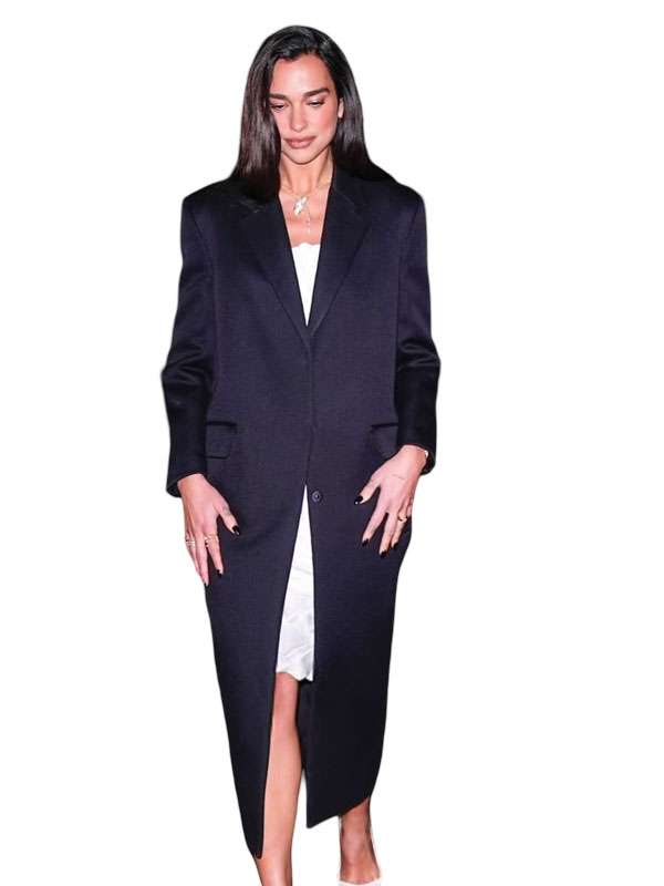 Dua Lipa NYC 2026 Black Coat