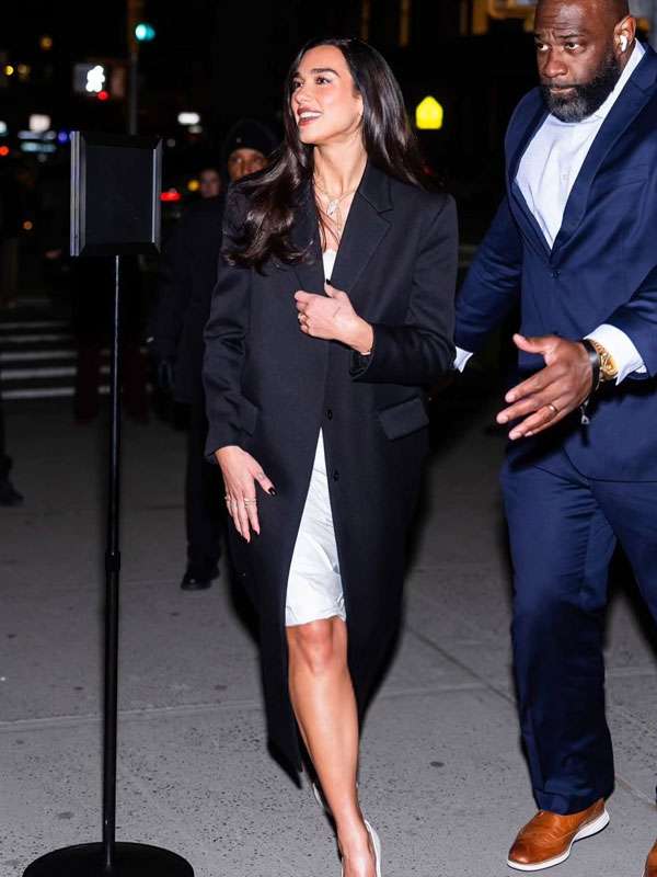 NYC 2026 Dua Lipa Black Coat
