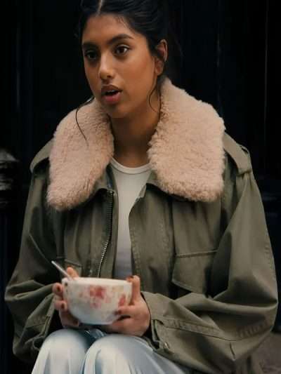 Not Suitable For Work 2026 Avantika Vandanapu Green Shearling Jacket