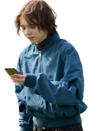 A Good Girl's Guide to Murder Pip Fitz Amobi Blue Bomber Jacket