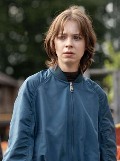 Pip Fitz Amobi A Good Girl's Guide to Murder Blue Satin Bomber Jacket