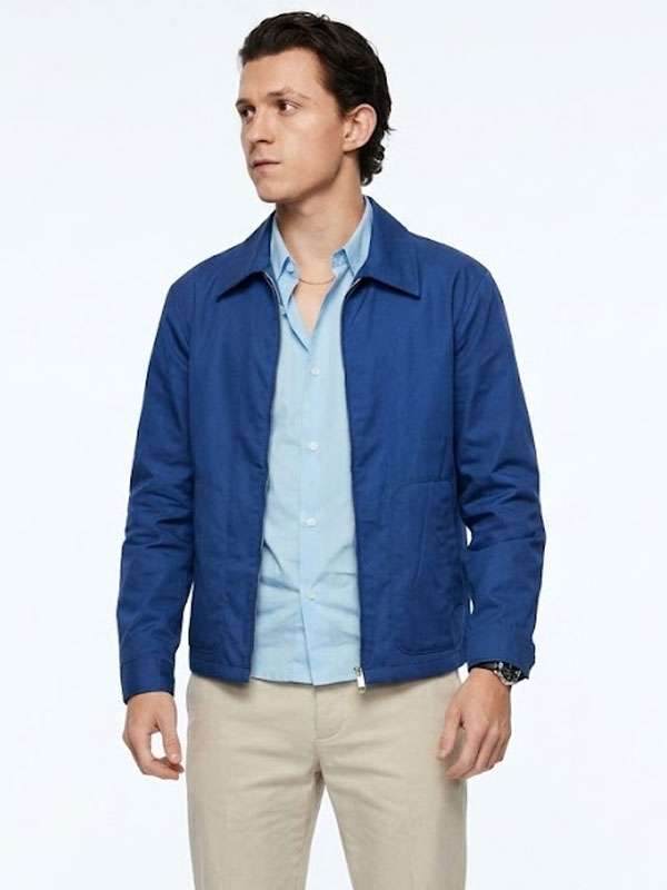 Tom Holland Spider-Man Brand New Day Press Tour Blue Jacket