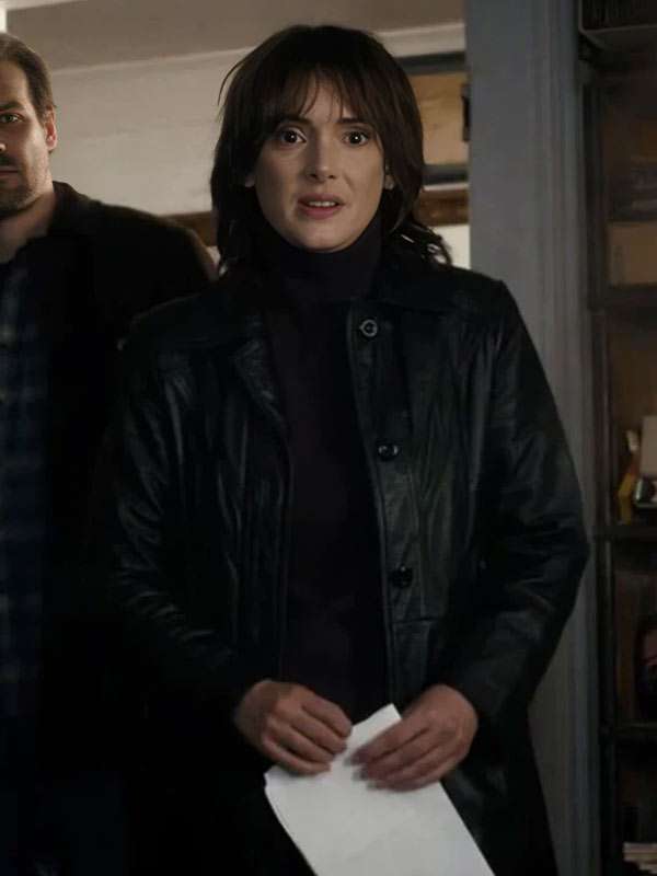 Joyce Byers Stranger Things Black Leather Coat