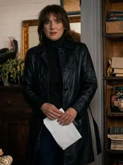 Stranger Things S01 Winona Ryder Black Leather Coat