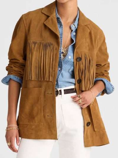 TV Series Marshals Dolly Weaver Brown Fringe Suede Leather Jacket