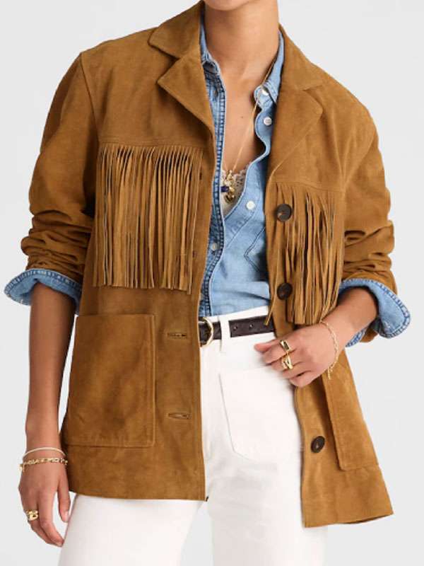 TV Series Marshals Dolly Weaver Brown Fringe Suede Leather Jacket
