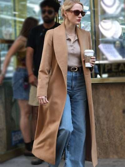 NYC 2026 Off Weeks Jessica Chastain Beige Wool Coat