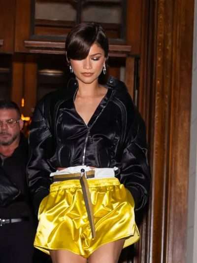Zendaya LV Cruise Show 2027 Bomber Leather Jacket
