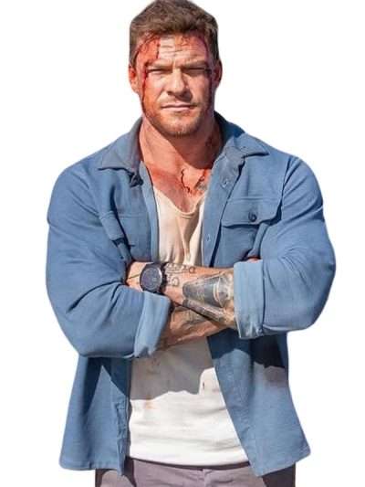 Runner 2026 Alan Ritchson Blue Shacket