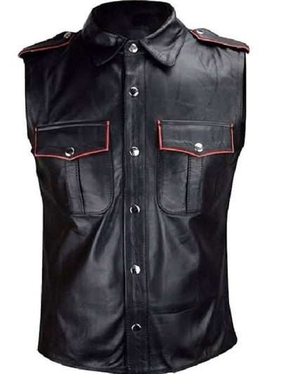 All The Queens Men S05 Michael Bolwaire Black Leather Vest