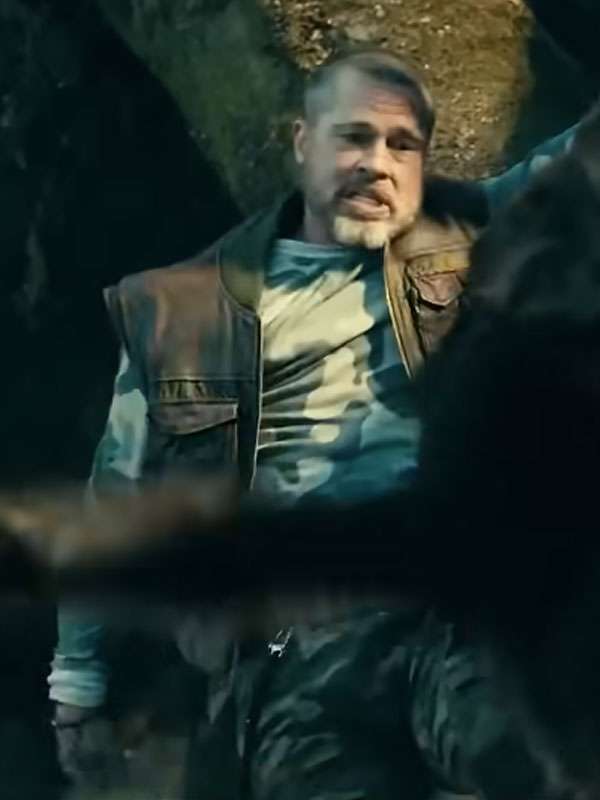 Brad Pitt Heart of the Beast 2026 Bomber Leather Vest