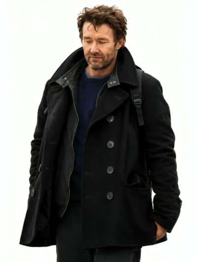 Dark Matter 2026 Joel Edgerton Black Wool Peacoat