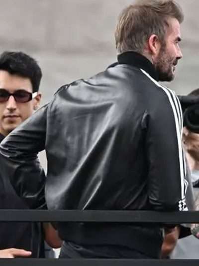 David Beckha FIFA World Cup 2026 Black Track Bomber Leather Jacket