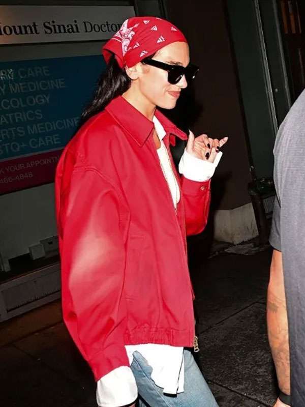 NYC Dua Lipa Red Jacket