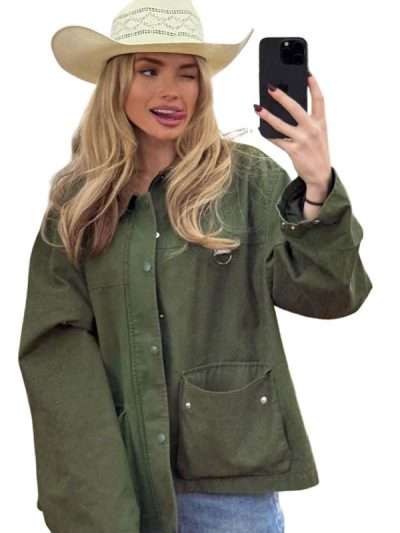 Natalie Alyn Lind Dutton Ranch Green Cotton Jacket