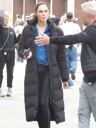 Gal Gadot The Runner 2026 Black Puffer Coat