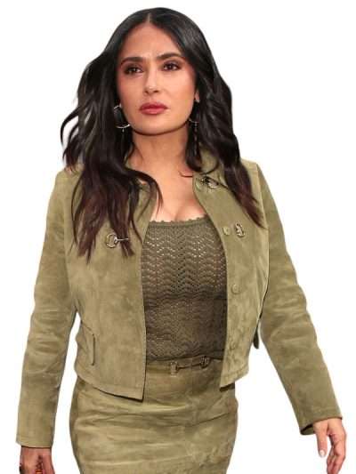 Salma Hayek London Green Suede Jacket