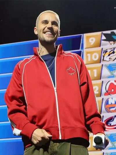 Justin Bieber 2026 Red Track Jacket
