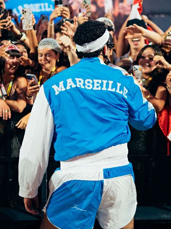 Marseille Street Style Bad Bunny Blue Track Jacket