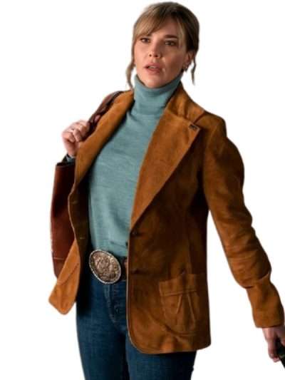 Marshals S01 Arielle Kebbel Tan Suede Leather Blazer