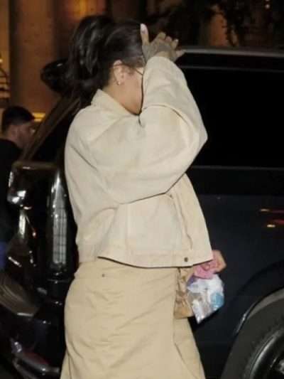 NYC 2026 Rihanna Cropped Tan Jacket
