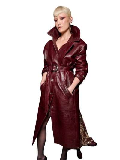 Pom Klementieff PFW 2026 Leather Trench Coat