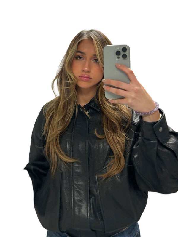 Tate McRae New York City 2026 Black Leather Jacket
