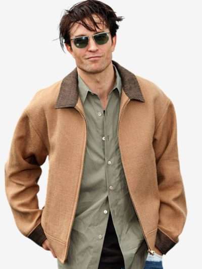 The Odyssey Movie Event Robert Pattinson Tan Wool Jacket