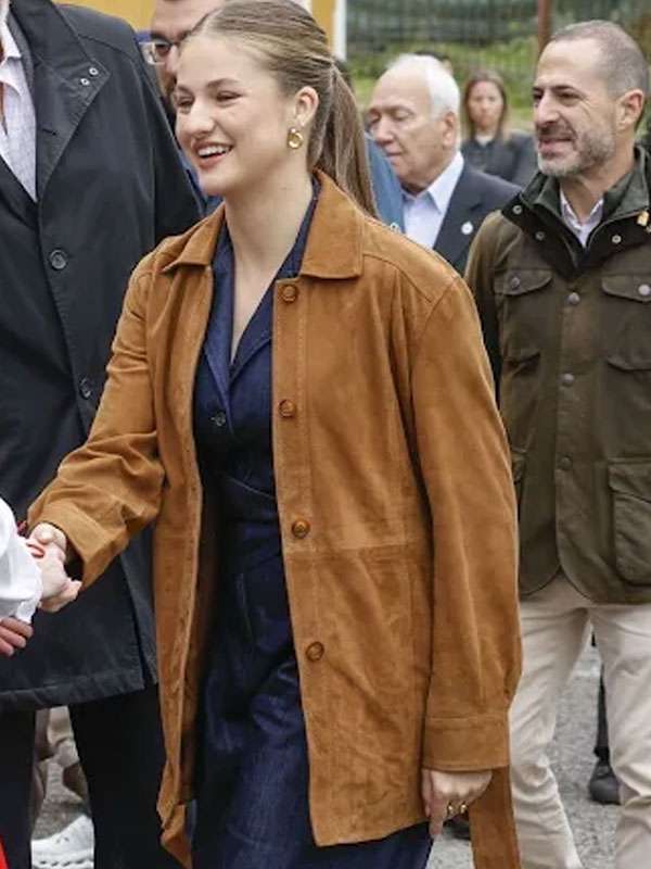 Valdesoto 2025 Leonor Princess of Asturias 2025 Tan Brown Suede Jacket