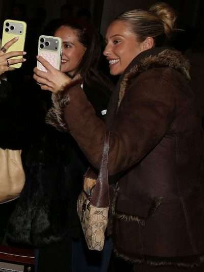 Alix Earle NYC 2026 Fur Trim Brown Suede Leather Jacket