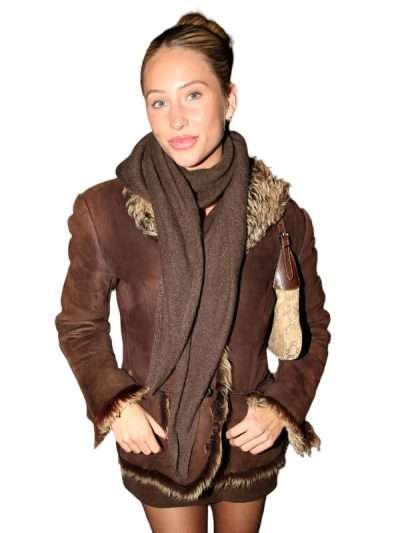 Alix Earle Brown Fur Trim Jacket