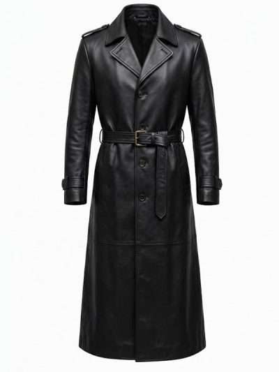 Halloween Spooky Pumpkin Black Leather Coat